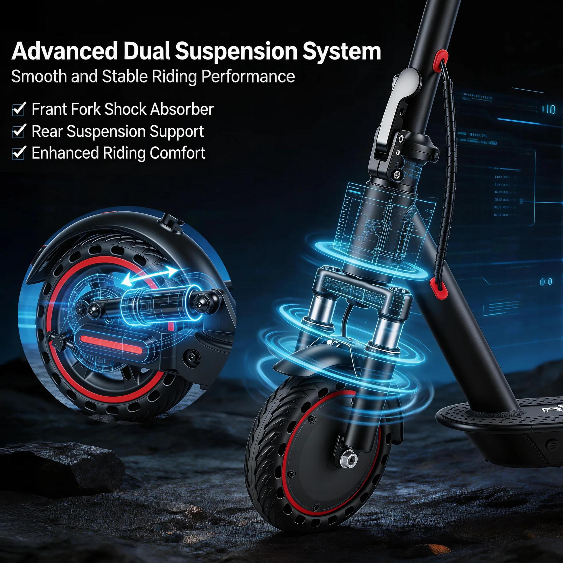 Monopattino Elettrico Pieghevole per Adulti 8.5''/10'' Pneumatici 30-45 km 4 Ammortizzatori App