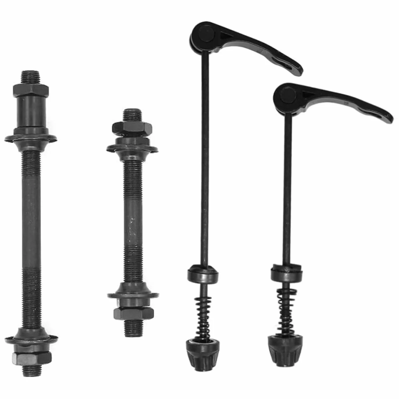 Sgancio Rapido Bici in Ferro, 1 Paia Set Anteriore e Posteriore Assale Albero Cavo per Strada, MTB, BMX, Nero
