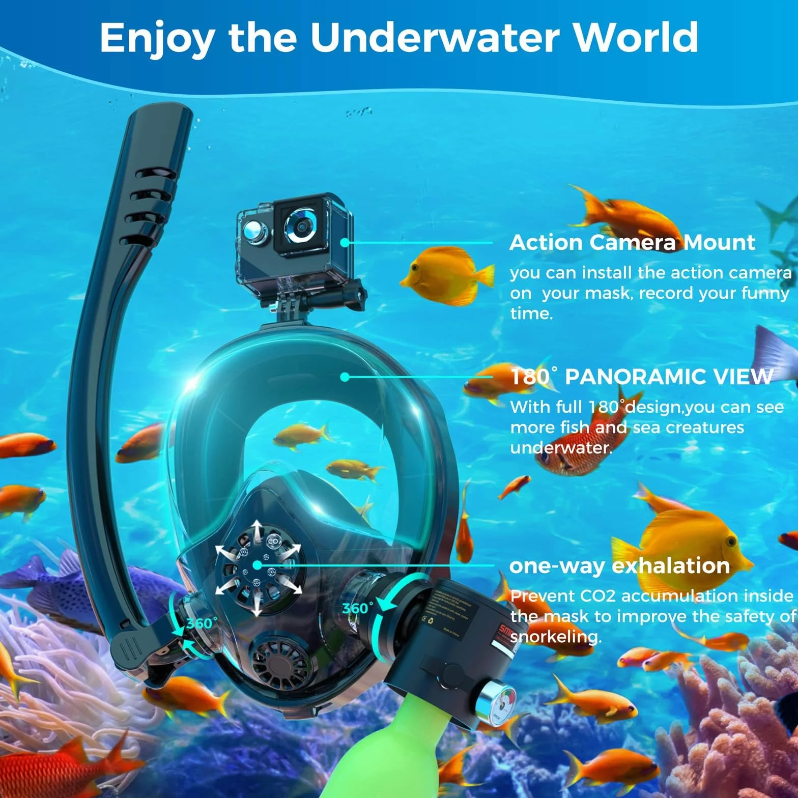 SMACO S300 Mini Bombola Subacquea 0,5L con Maschera Snorkeling Portatile