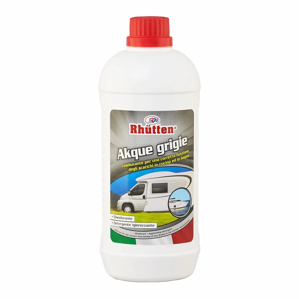 Rhutten Liquido Igienizzante per Acque Grigie Camper, Antiodorante e Igienizzante per Acque Chiare, 1L