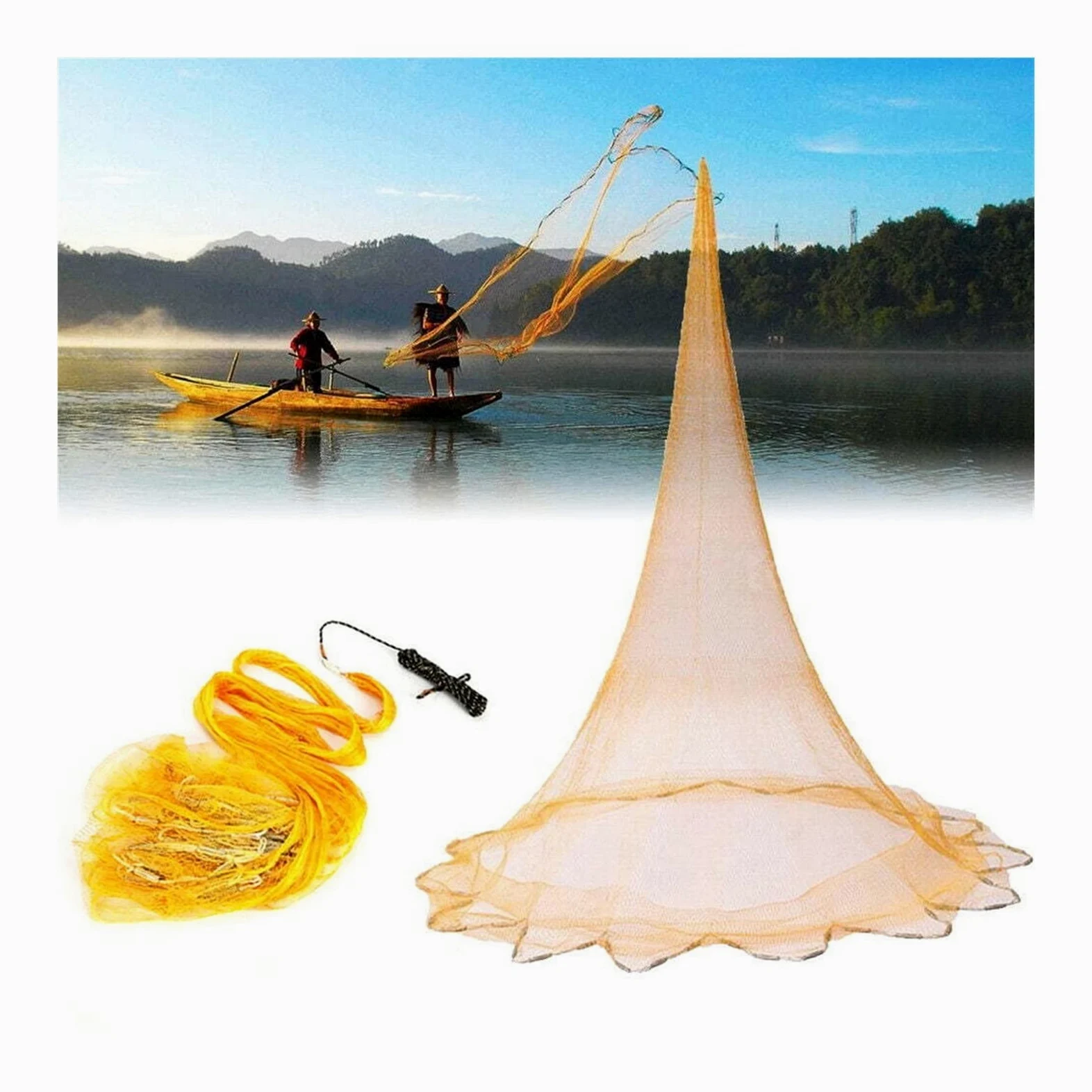 Rete da pesca in nylon da 3,2 m con piombini per pescatori Reti da pesca per pesca