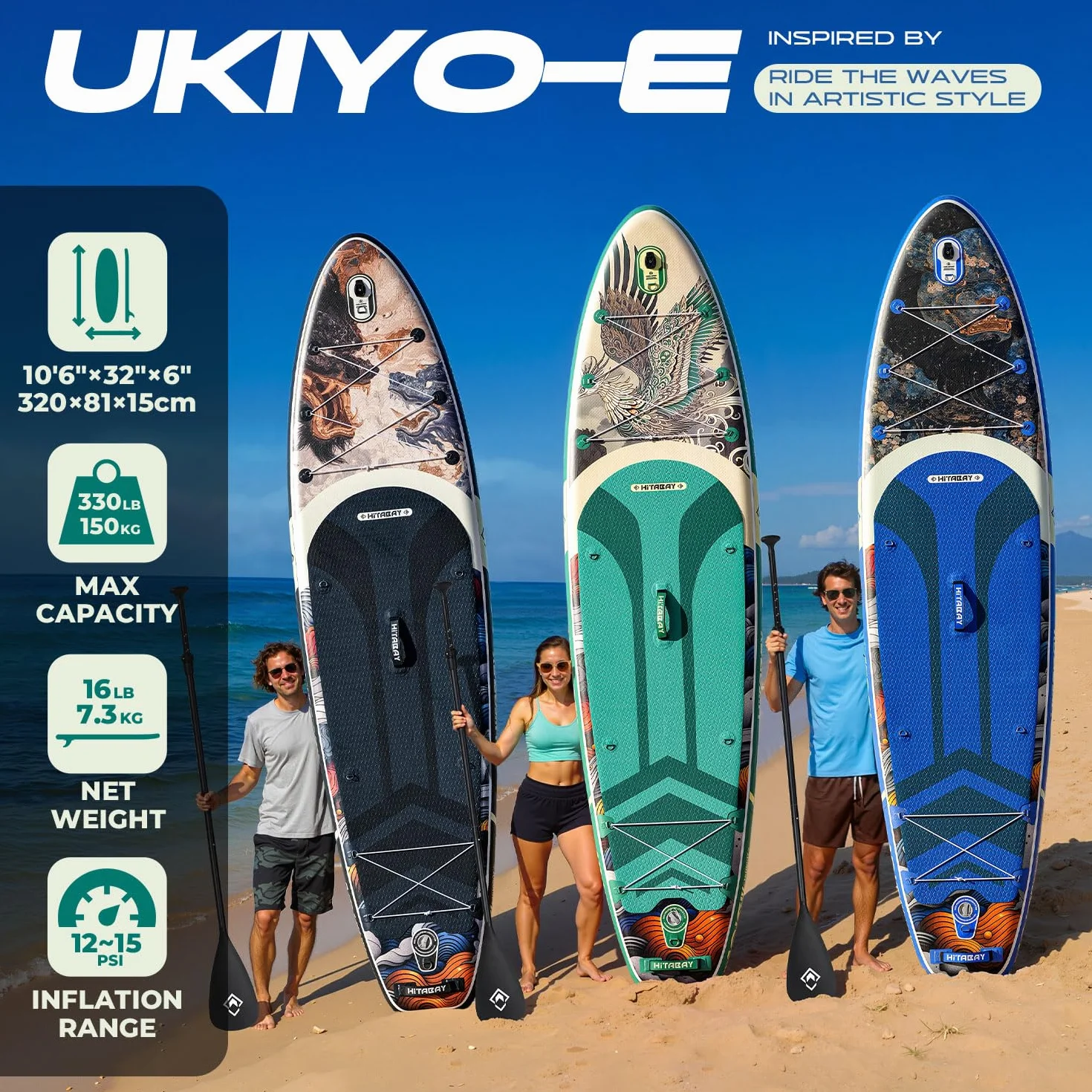 Tavola SUP Gonfiabile 320 x 81 x 15 cm, Paddle Surf con Accessori, Capacità 150 kg