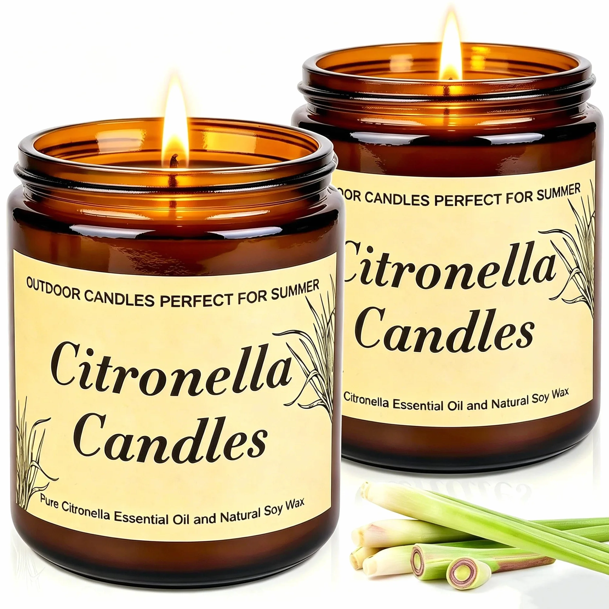 Candele Citronella per Esterni Set 2 Pezzi 250 Ore Cera di Soia Naturale