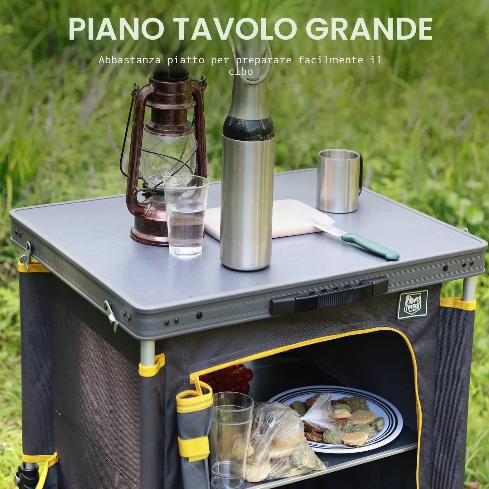 TIMBER RIDGE Armadietto da cucina pieghevole 30kg 3 ripiani portatile