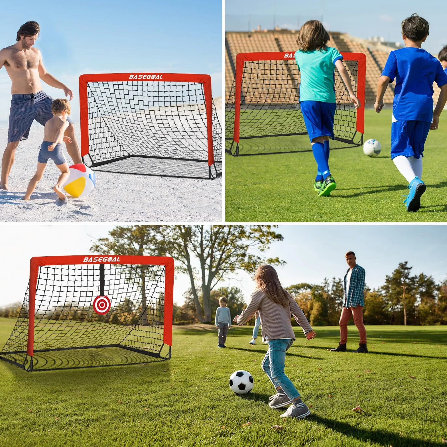 Porta da Calcio 150x120cm con Aste in Fibra di Vetro e Reti per Giardino