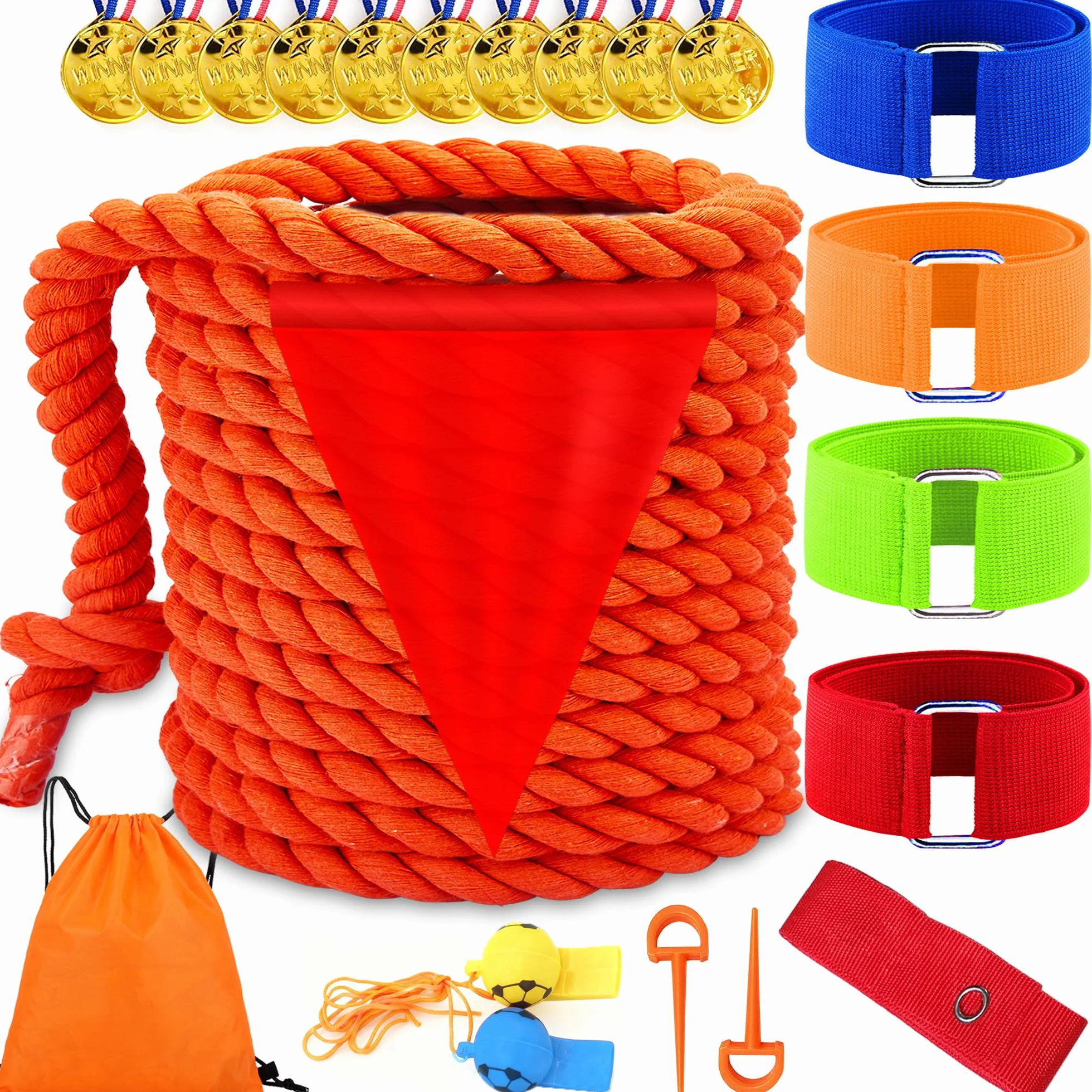 Lubibi Gioco di Corda per Tiro alla Fune 6M, Kit Giochi all'Aperto per Bambini e Adulti, Tug of War con Medaglie