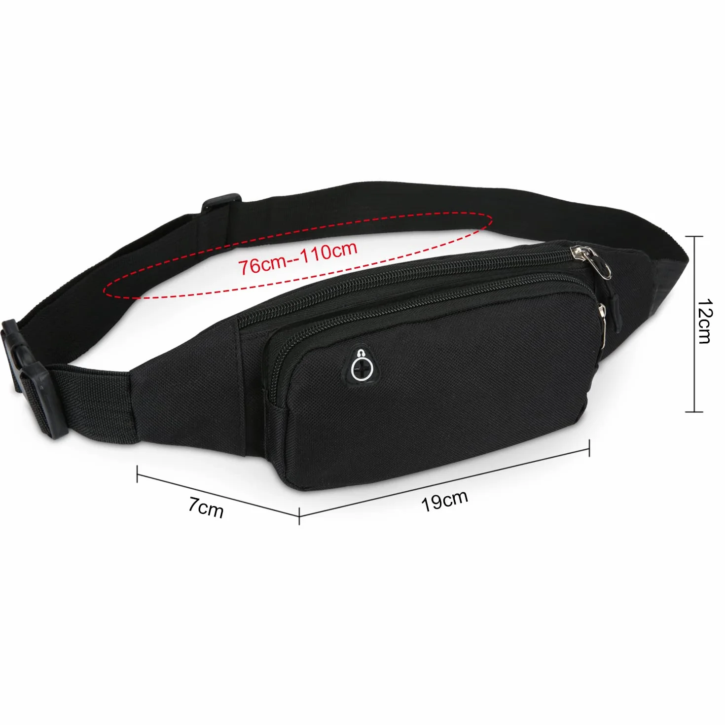 Marsupio Sportivo Running Uomo Donna Cintura da Corsa per Telefono Samsung Huawei Jogging Trekking Bicicletta Nero