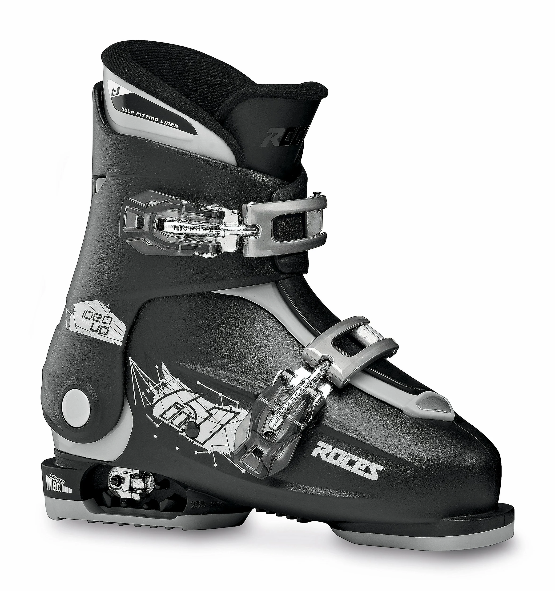 Roces Idea Up 19.0-22.0 Scarpone Allunagbile da Sci per Bambini, Unisex Bambini, Nero/Silver, 30-35