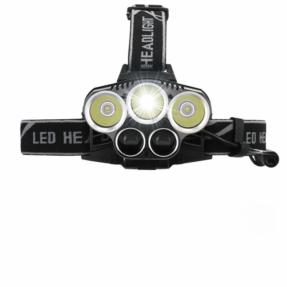 Lampada frontale a LED ricaricabile 4 modalità fascio regolabile 90° per campeggio escursionismo