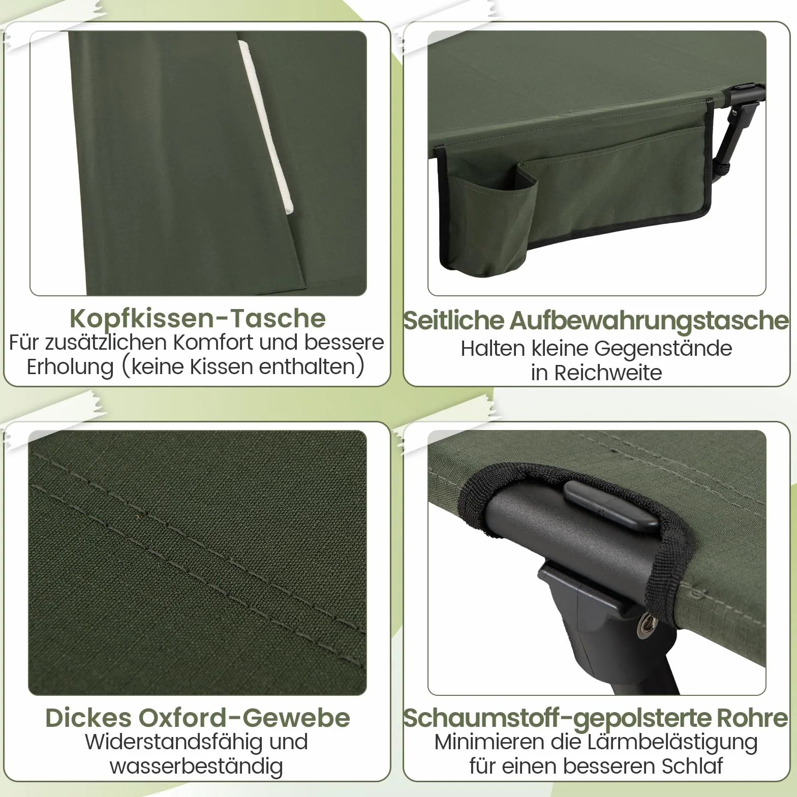FANTASK Lettino da campeggio pieghevole 193 x 70 cm portata 150 kg