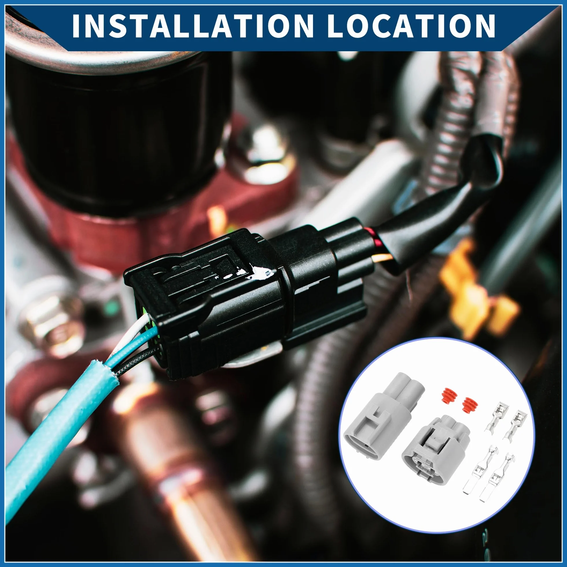 Connettore Spina Ventola Radiatore Toyota RAV4 4,8mm Impermeabile 2 Pin Grigio 1 Set