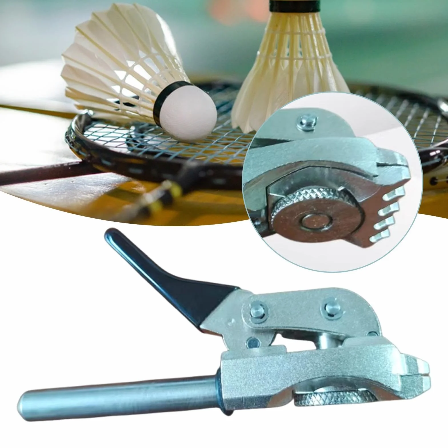 Morsetto Volante per Macchina Incordatrice Badminton Tennis, Morsetto Incordatura Racchetta con Posizionamento 5 Denti, Trama Antiscivolo