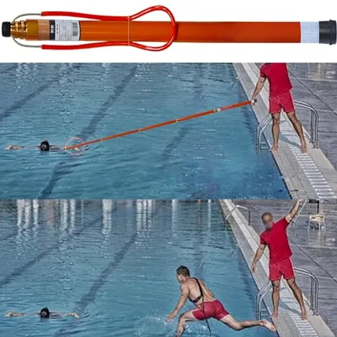 Bastone di salvataggio per bagnini, asta telescopica di emergenza per piscine, assiste i nuotatori in difficoltà, con visibilità notturna luminosa