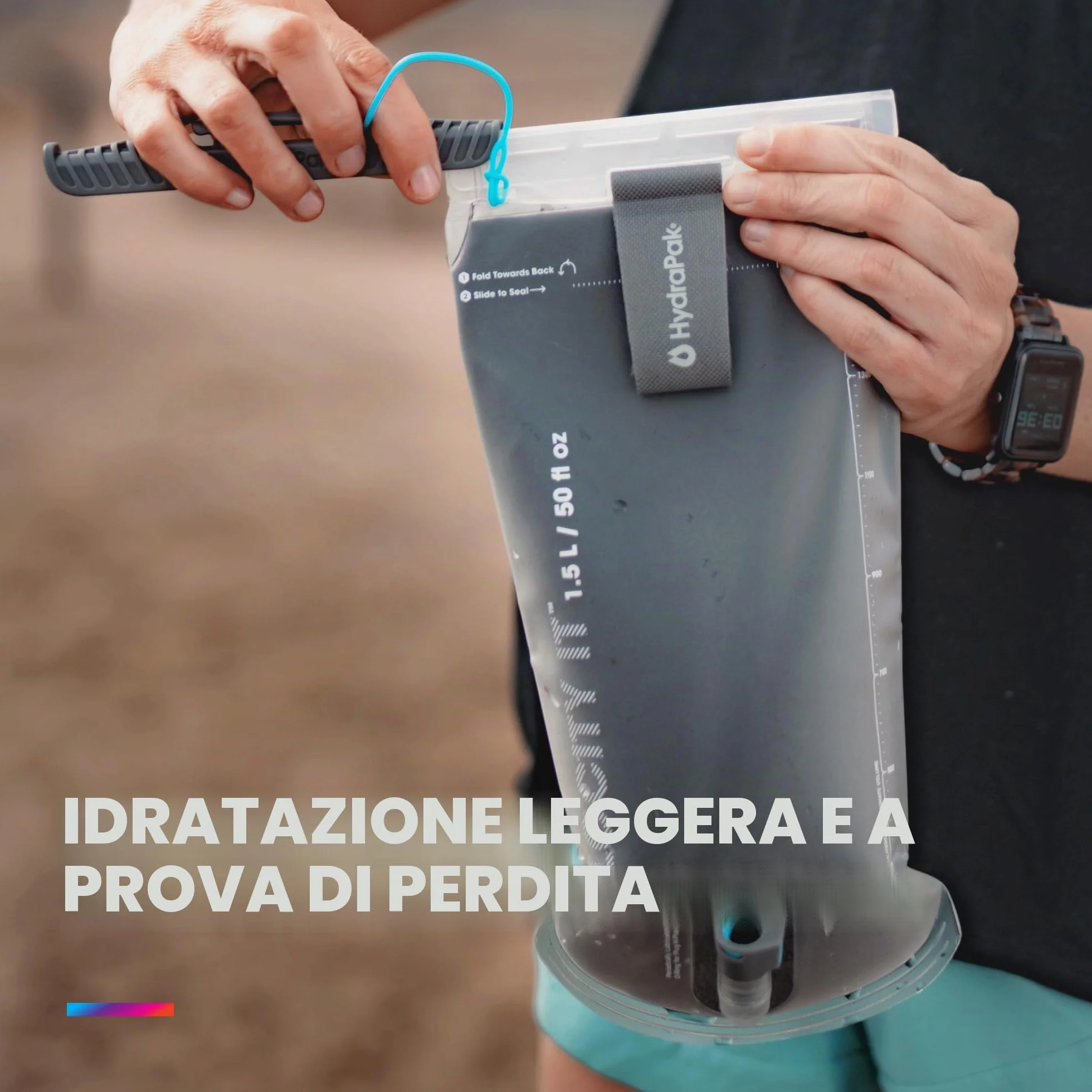 HydraPak Velocity Sacca Idrica 1.5L 2L Profilo Sottile Valvola Morso Autosigillante