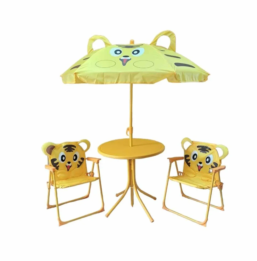Tavolo da Giardino con 2 Sedie Pieghevoli e Ombrellone per Bambini