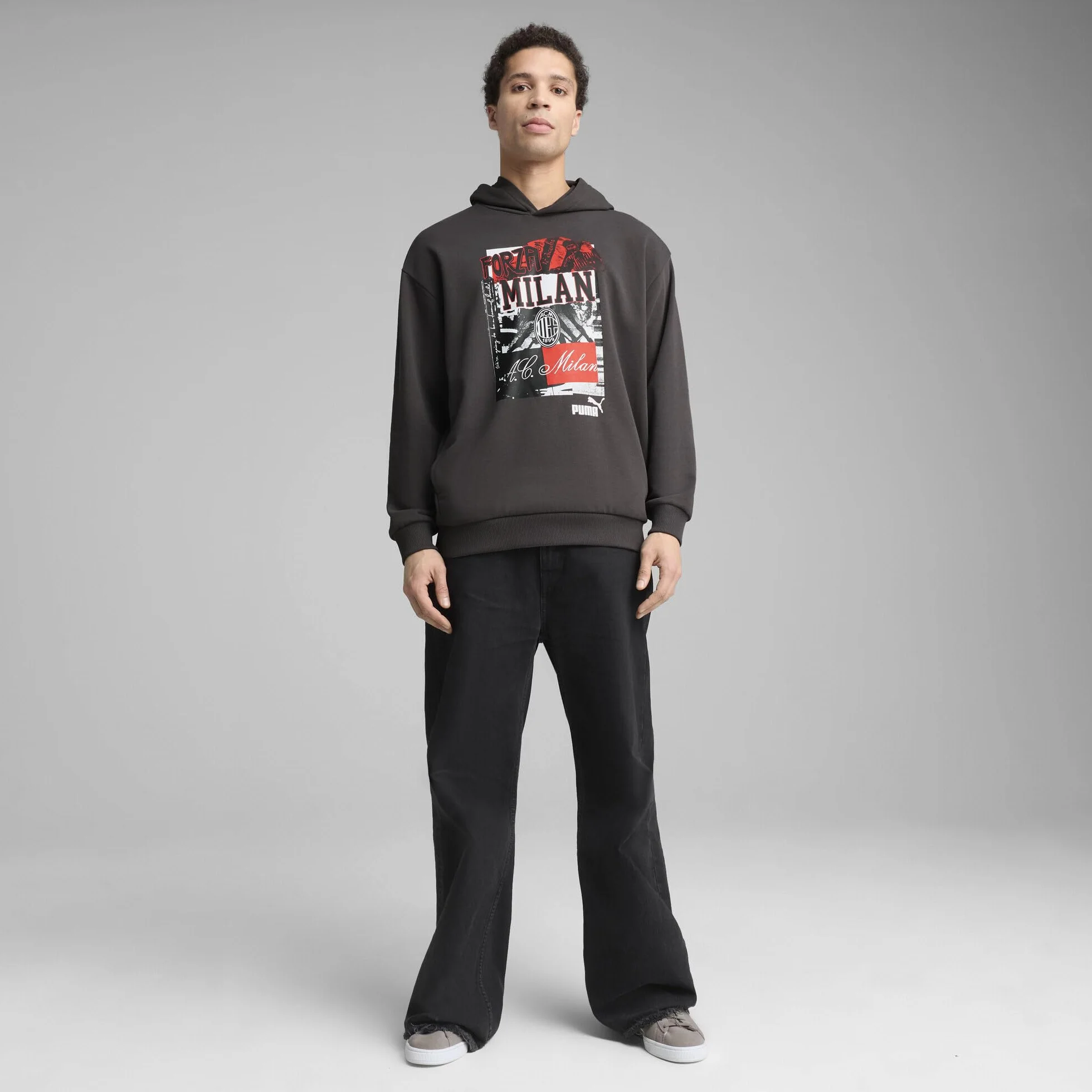 A.C. Milan Felpa con Cappuccio ftblNRGY+ Adulto Grigio