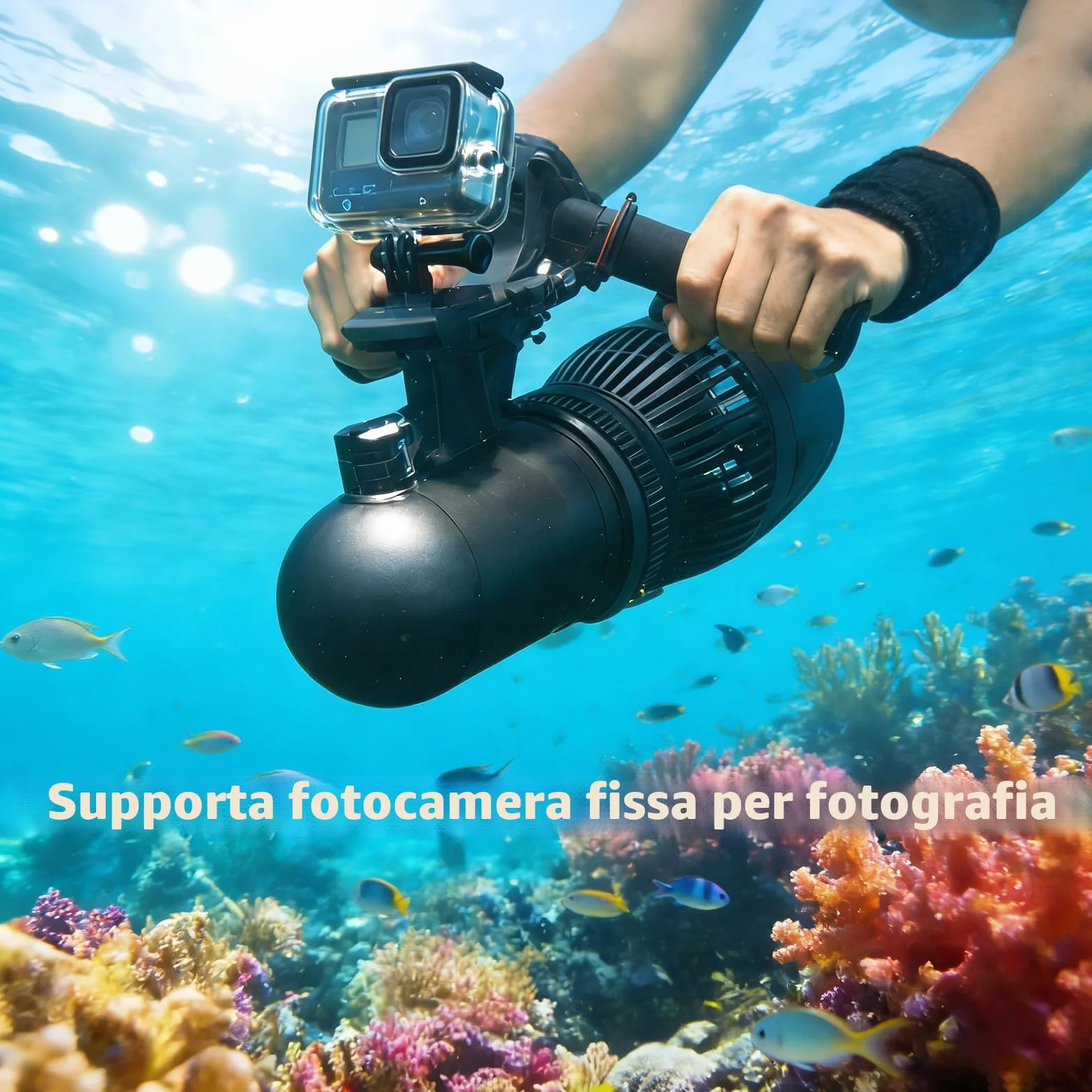Monopattino Subacqueo 500W RC Sup Motor 10 Velocità, Scooter Marino per Piscina 40M, Borsa Impermeabile 30M