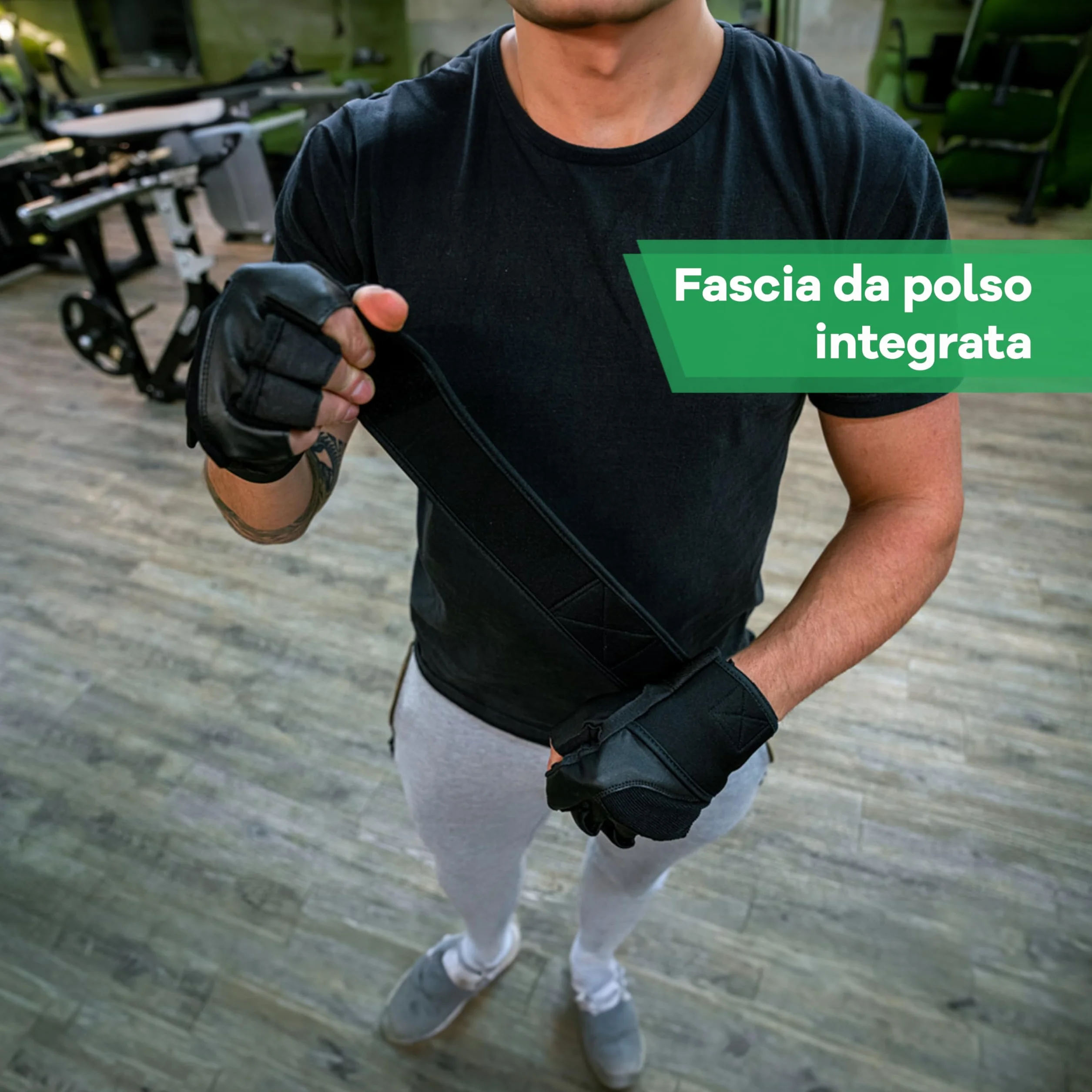 Guanti Palestra Uomo e Donna Vera Pelle 40cm Polsini Antiscivolo Traspirante Fitness