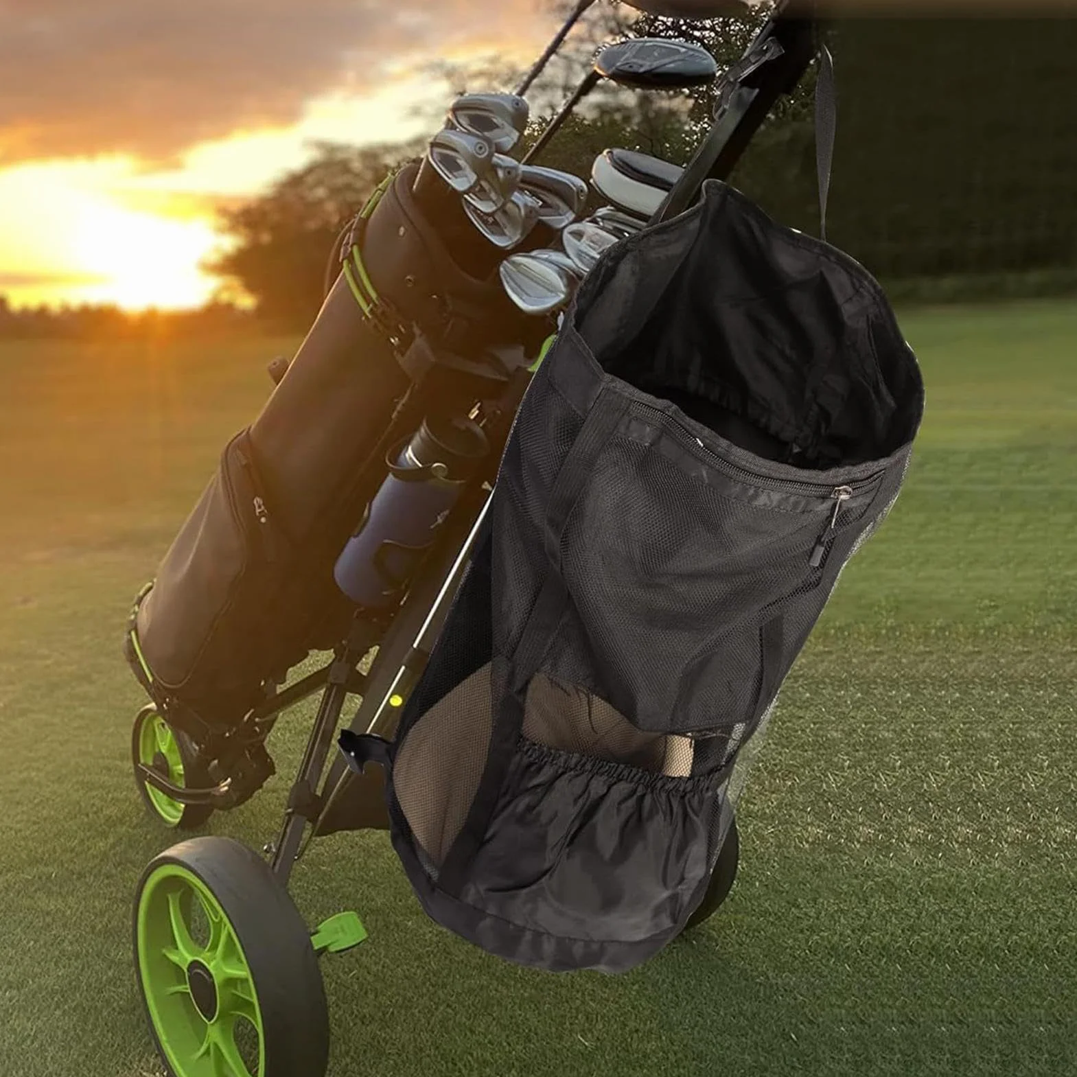 Borsa estendibile per golf cart – Borsa portaoggetti per golf da esterno con tasca in rete per cellulare, chiavi, cappello