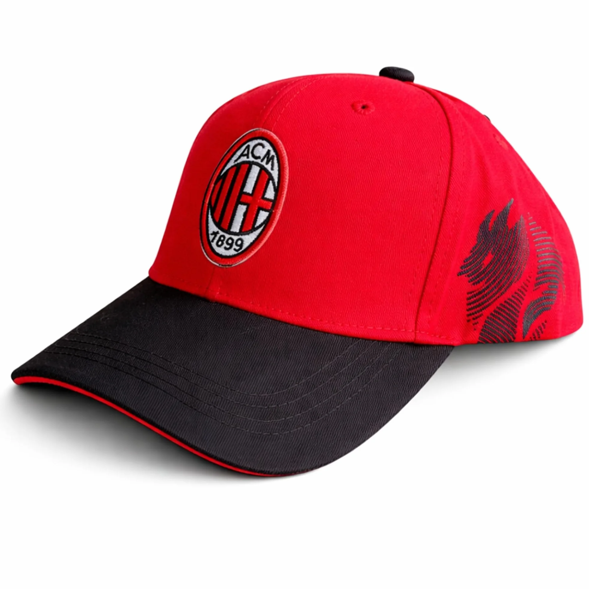 AC Milan Cappello Ufficiale in Cotone Rosa con Logo Modello Baseball Visiera Curva Regolabile