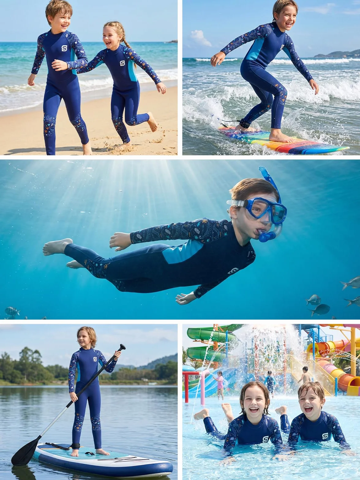 Neoprene Muta per Bambini 2mm Termica UPF50+ Protezione Solare Nuoto Surf Sport Acquatici