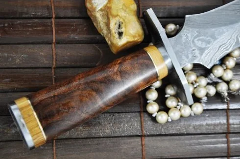 Coltello da caccia in acciaio Damasco, fatto a mano, personalizzato