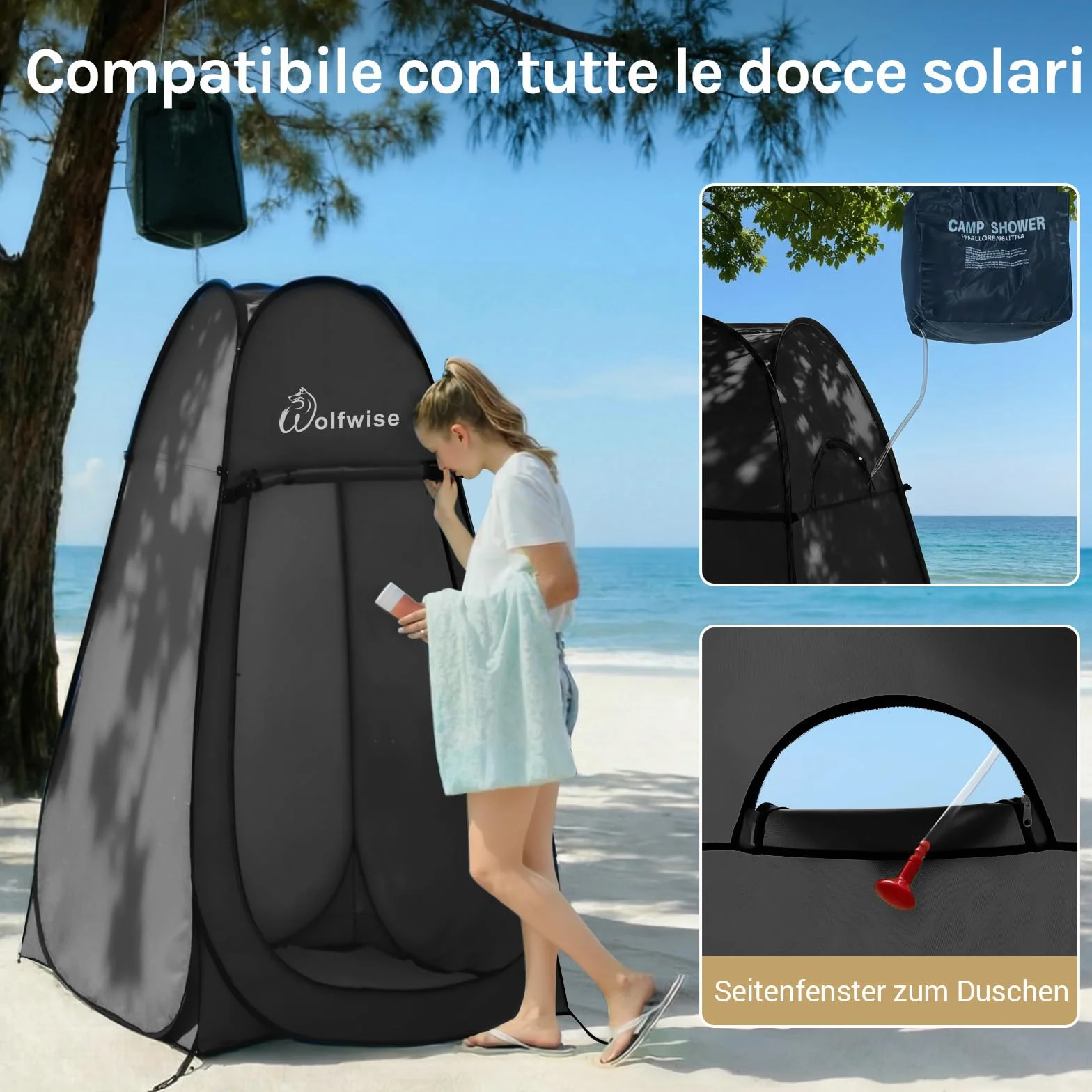Wolfwise Tenda Pop-Up 120x120x190 cm Campeggio Spiaggia Spogliatoio