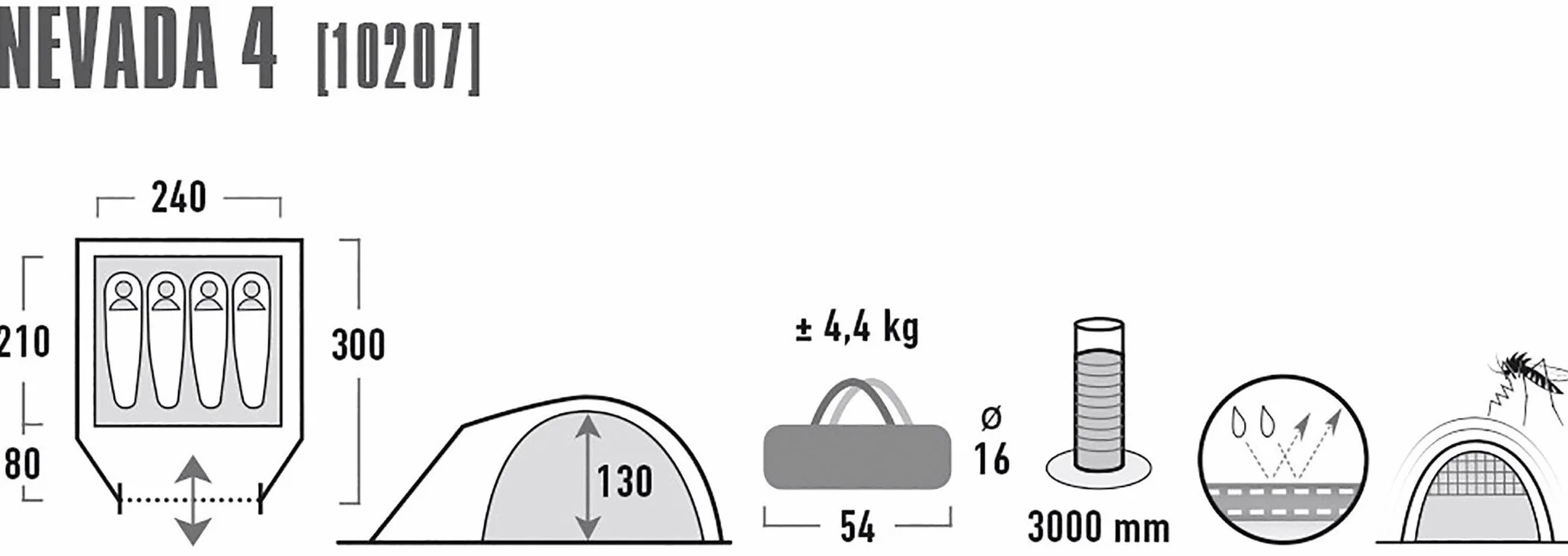 High Peak Nevada 4 Tenda Unisex Adulto