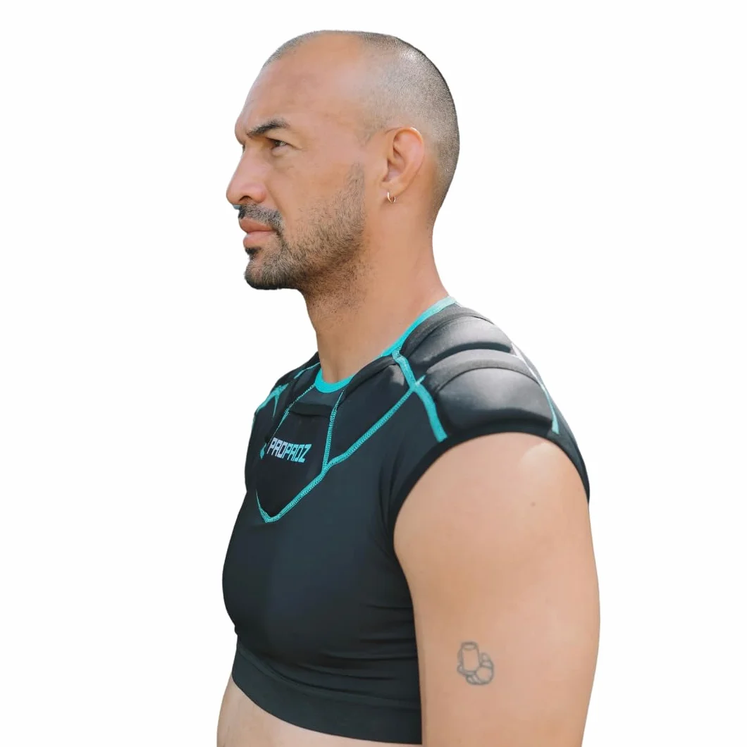 Propadz Gilet da rugby con protezioni spalle adulti – Approvato World Rugby, imbottiture gel modulari, protezione leggera traspirante
