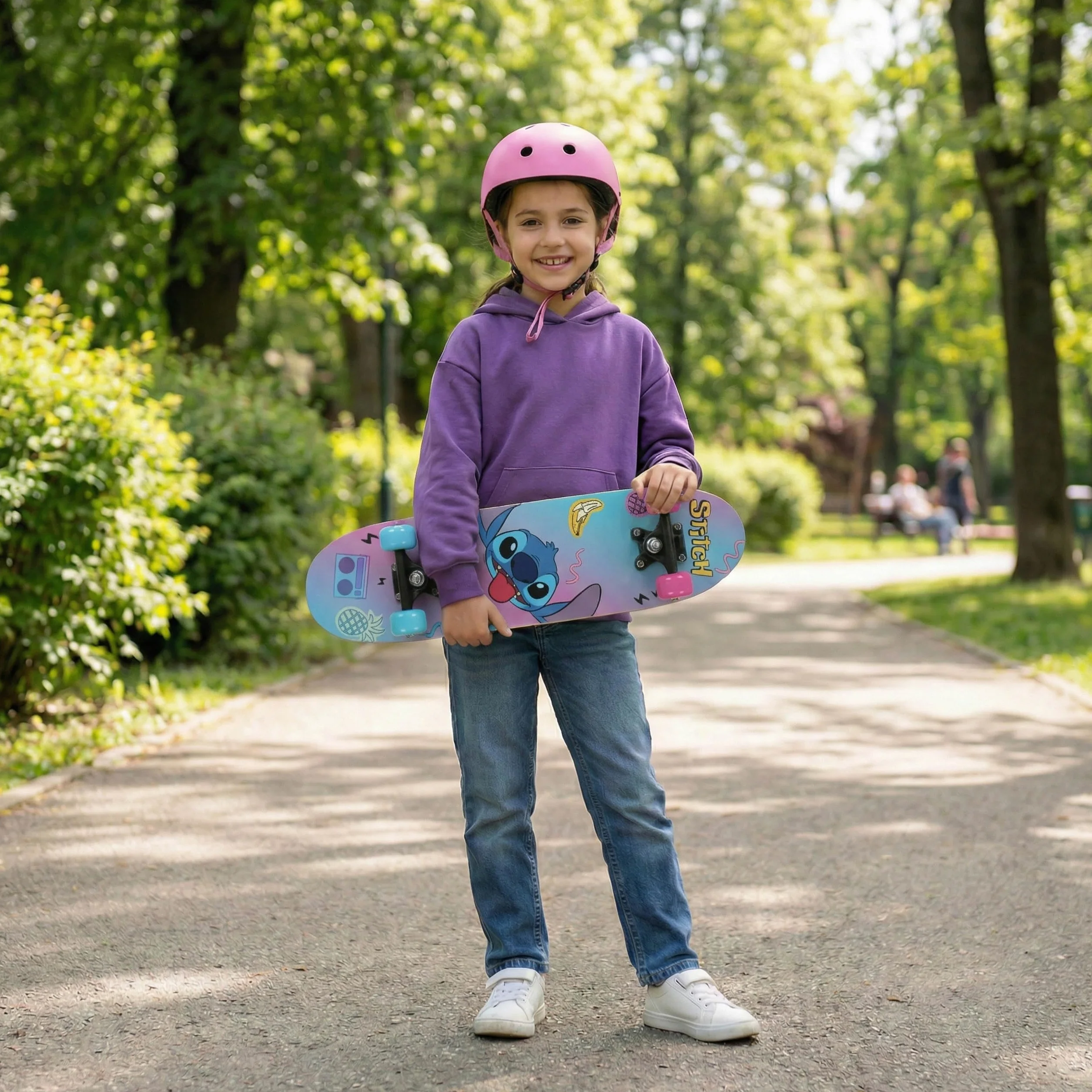 DISNEY Stitch Skateboard in legno 61cm, antiscivolo, leggero e stabile 20-50kg