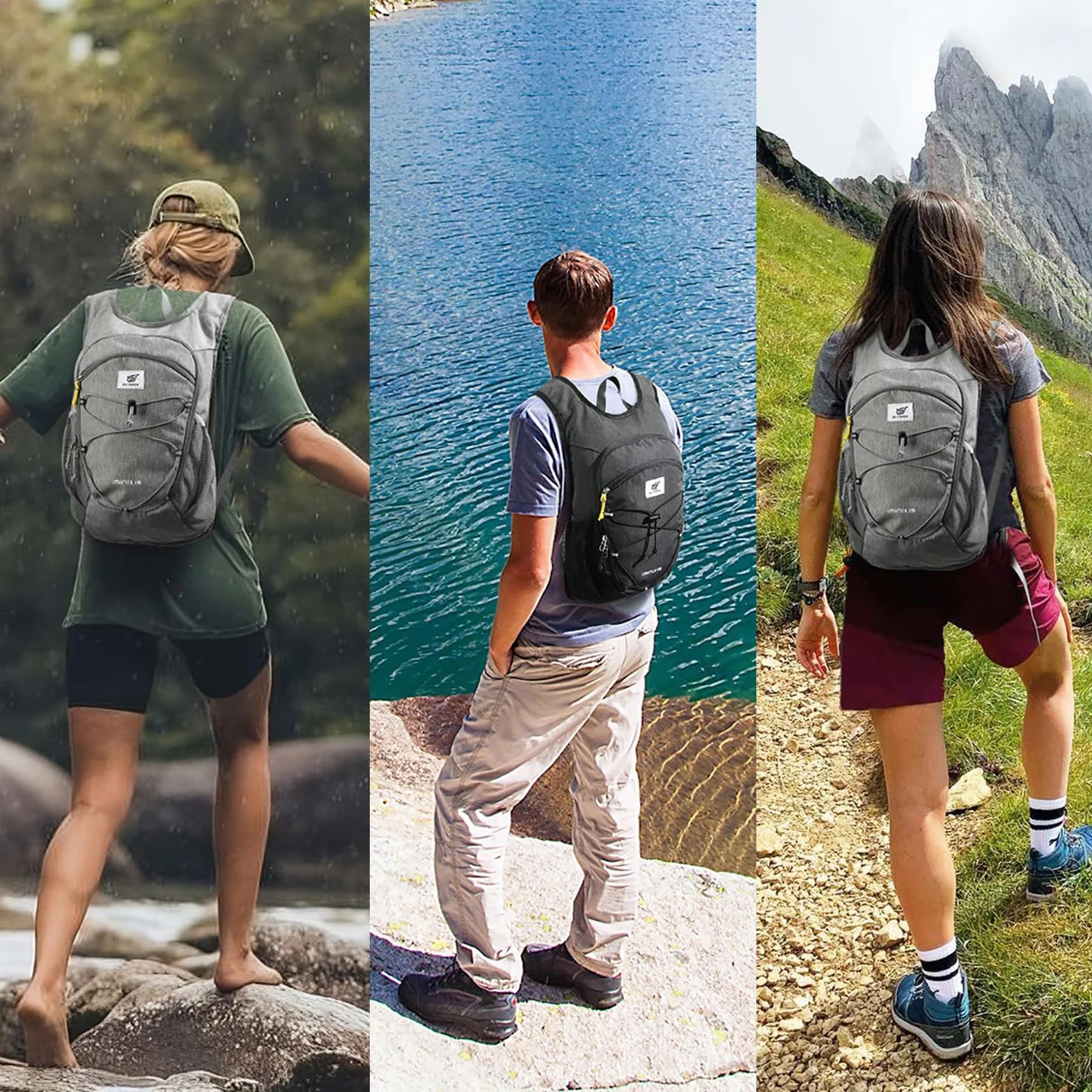 SKYSPER Zaino Pieghevole Leggero 15L Escursione Cinturino Pettorale Ripiegabile da Viaggio Uomo Donna