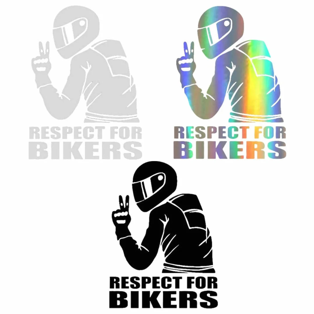 Automobile Decals, adesivi moto 6 adesivi per auto e moto "Respect" da motociclista 15 x 11 cm divertenti adesivi per finestre adatti per moto e auto (nero, bianco, colorato)
