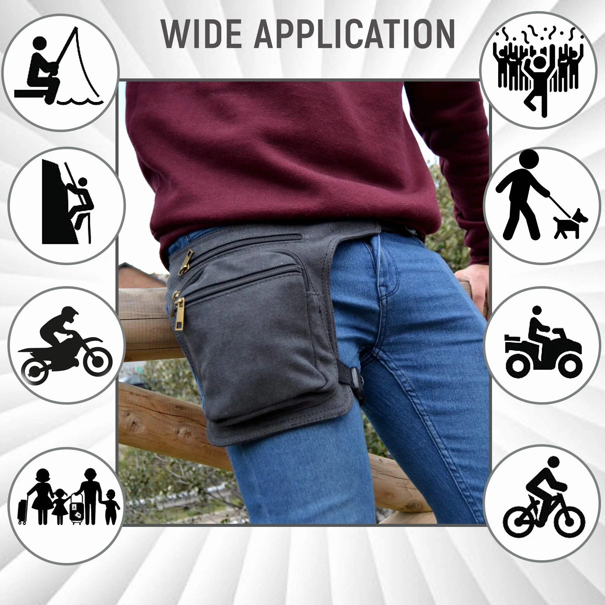 Marsupio da Gamba Tattico Moto Militare Borsello Cintura Porta Cellulare Per Uomo Donna