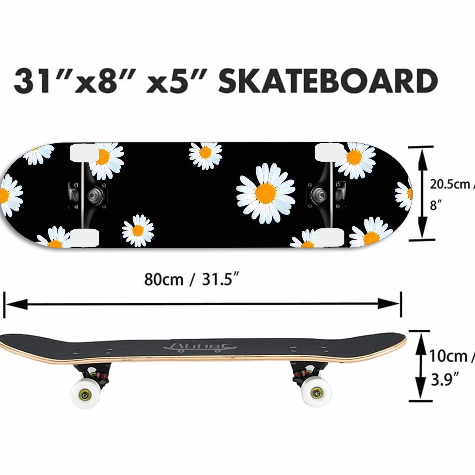 Skateboard standard da 31 pollici, superficie in acero a 7 strati, adatto a bambini, adolescenti, adulti, principianti e professionisti, con un carico massimo di 150 kg