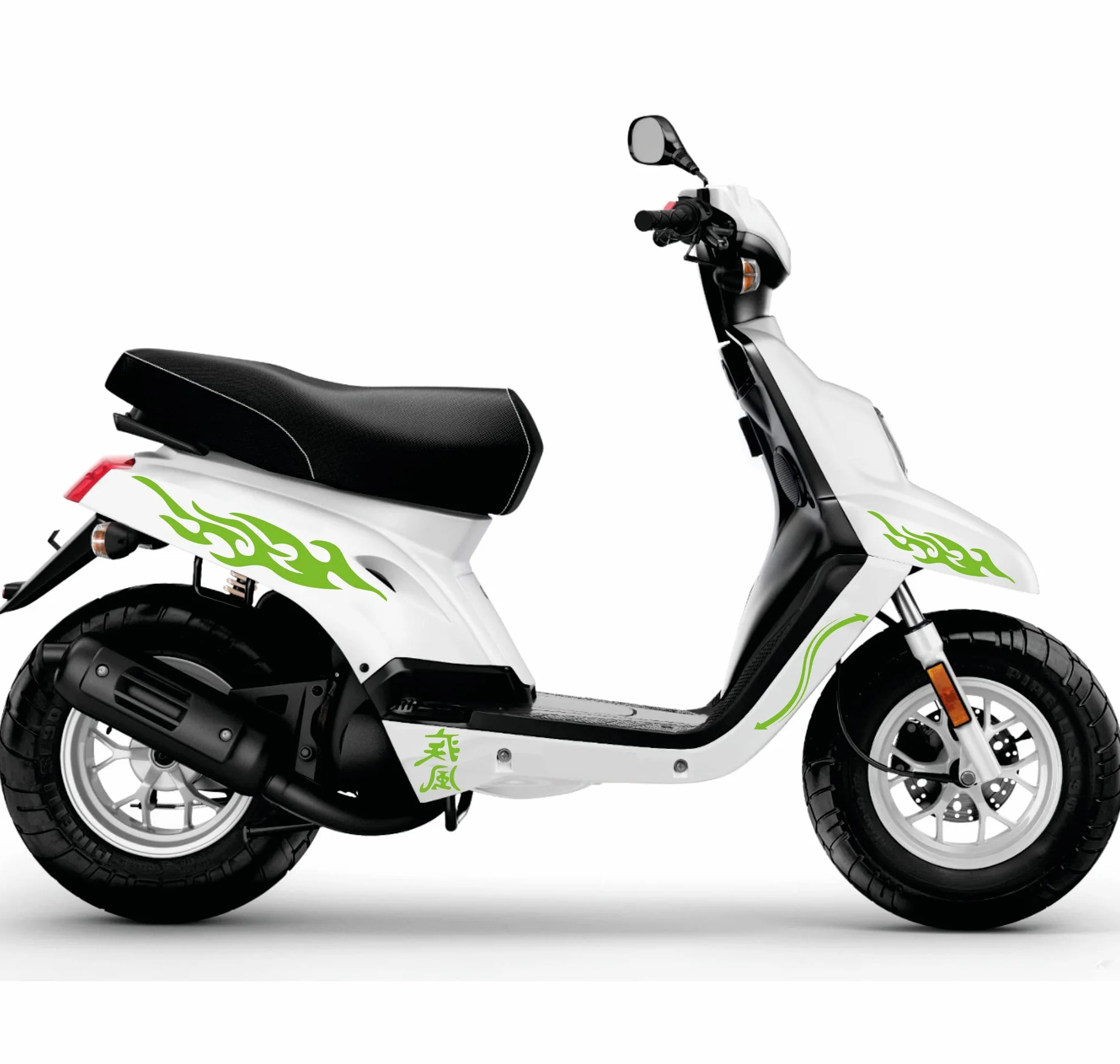 Adesivi Compatibili con BOOSTER MBK Deezer Freccia DX-SX accessori stickers Motociclo colore a scelta COD.M0139 (VERDE FLUO)