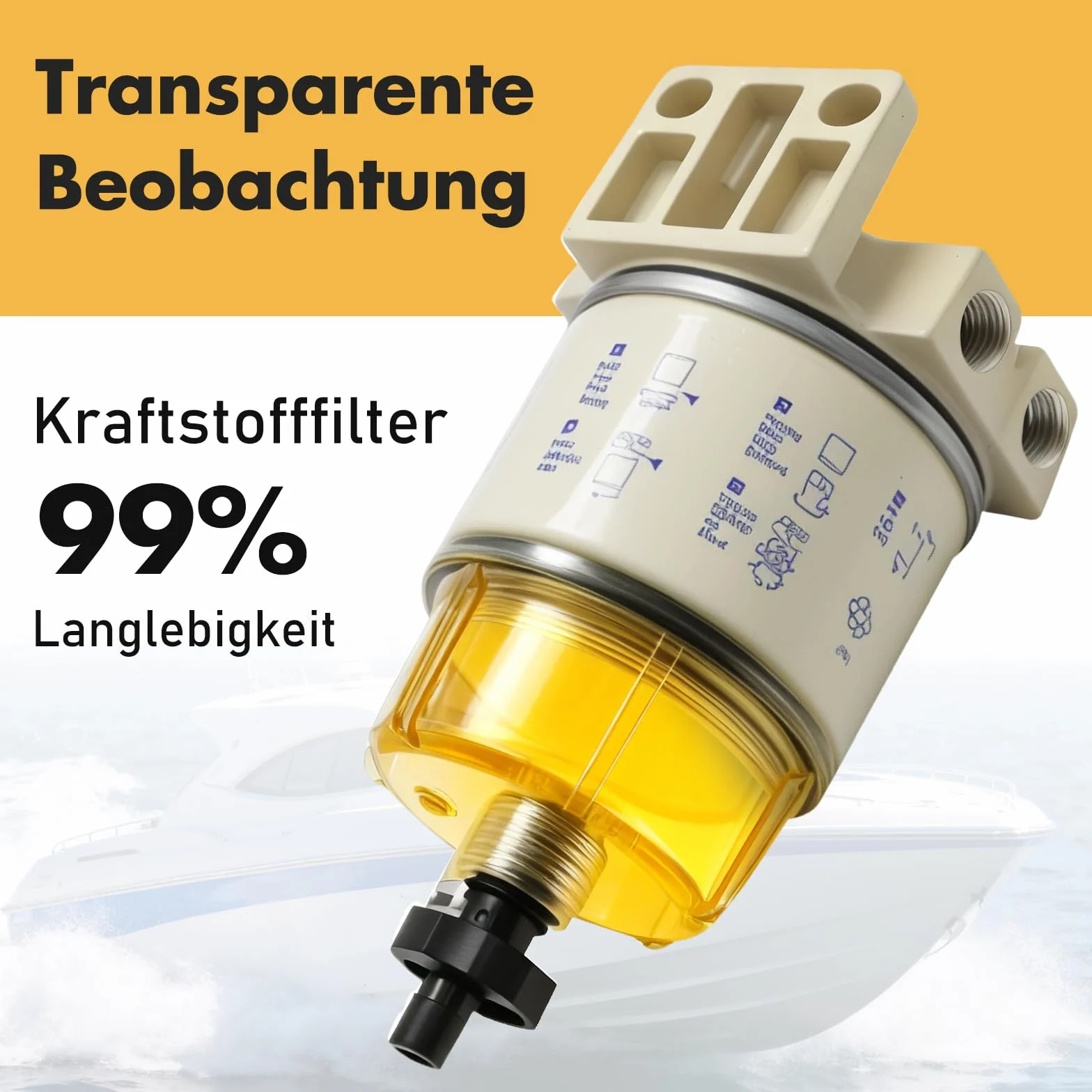Filtro carburante barca 30 GPH 10 micron R12T Marine separatore acqua