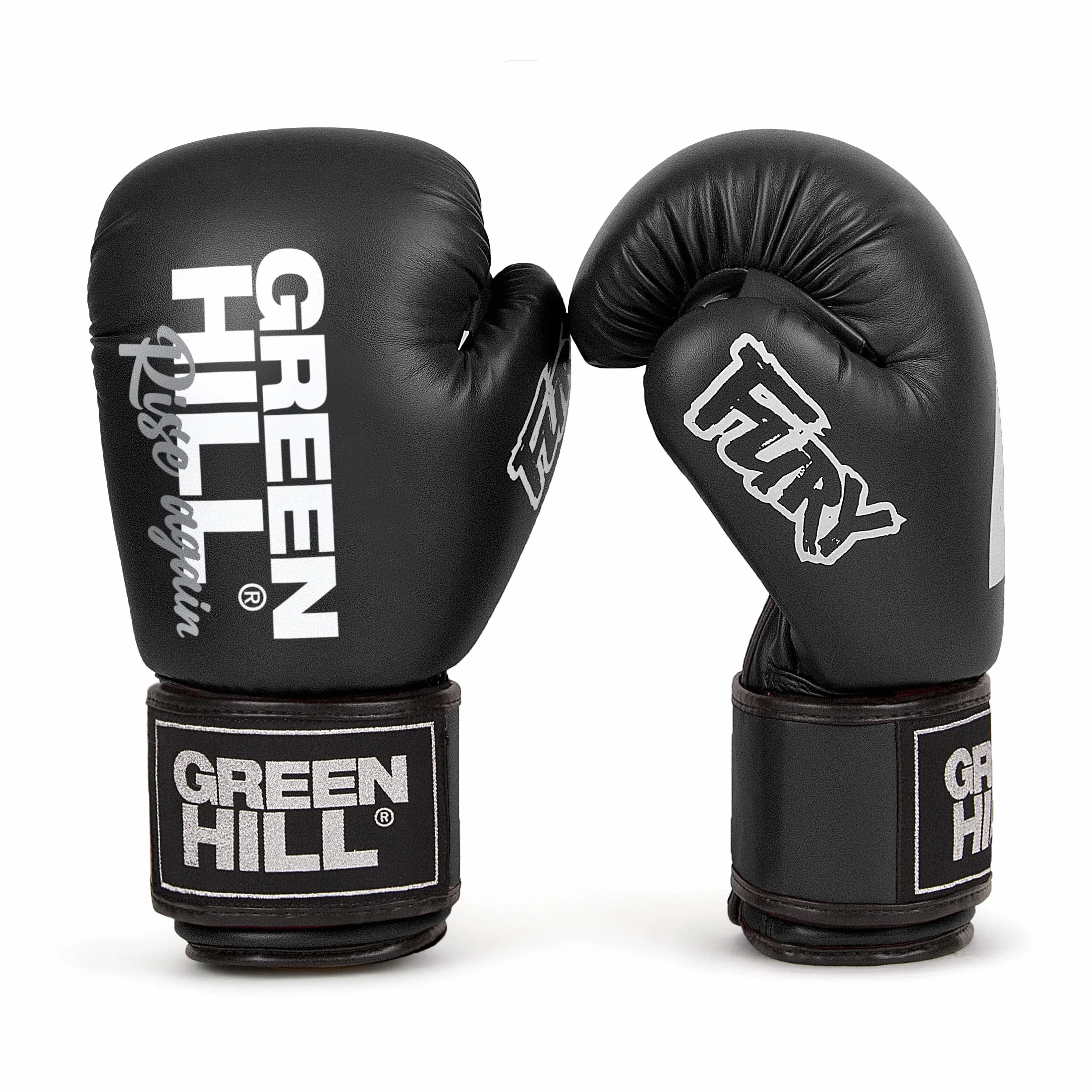 Green Hill FURY Guantoni da Boxe e Kick Boxing 10 oz 12 oz Chiusura Velcro Similpelle