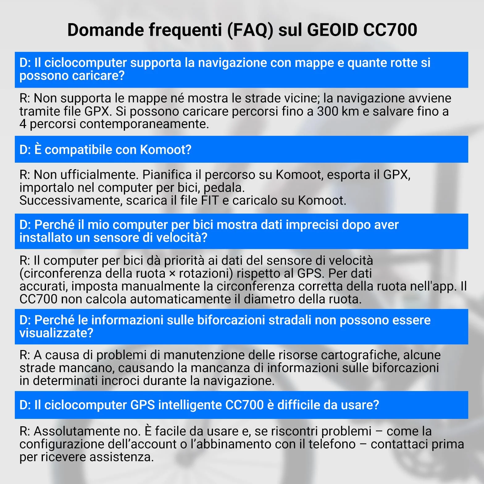 GEOID CC700 GPS Ciclocomputer Bici Senza Fili 2,8 Pollici Schermo a Colori Navigazione Tracciato ANT+ Bluetooth IPX7 Impermeabile Autonomia 15-25 Ore