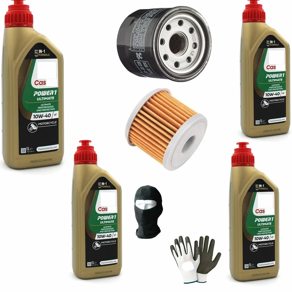 MOTO SPORT MONDO Kit di manutenzione per motocicletta - 4 litri di Olio C (ASTROL) 4T 10W-40 POWER 1 RACING SINTETICO + Filtro olio aftermarket
