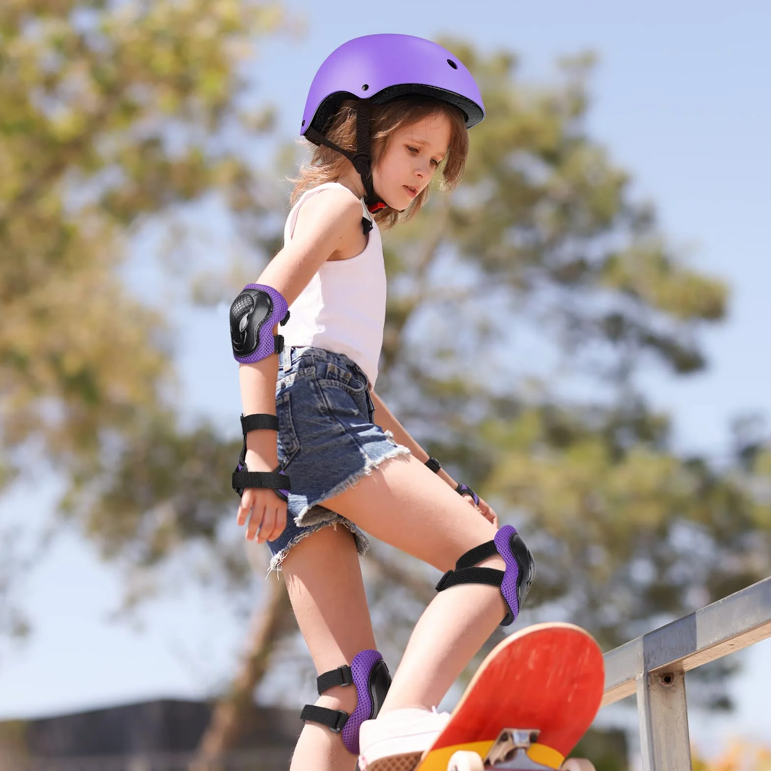 Wayeee Set Protezioni per Bambini Casco Regolabile Ginocchiere Gomitiere per Skateboard Bicicletta