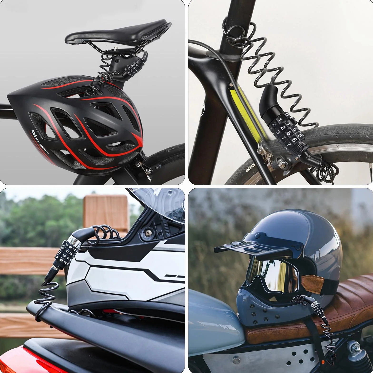 Ainiv Lucchetto Bici a Combinazione 150cm, Lucchetto Cavo Antifurto 4 Cifre per Bicicletta Moto Scooter