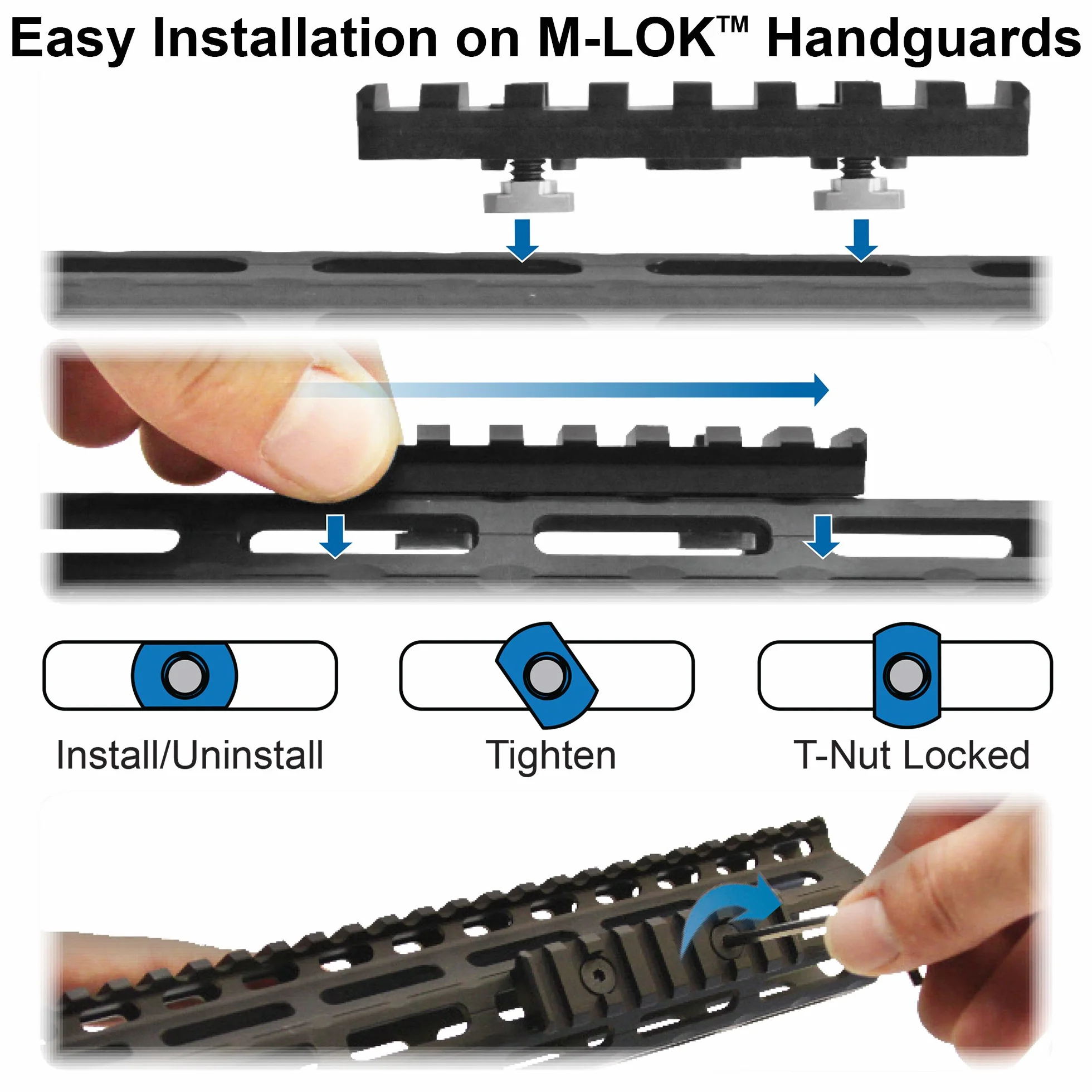 UTG Pro M-LOK 4-Slot Picatinny Rail Section, Black