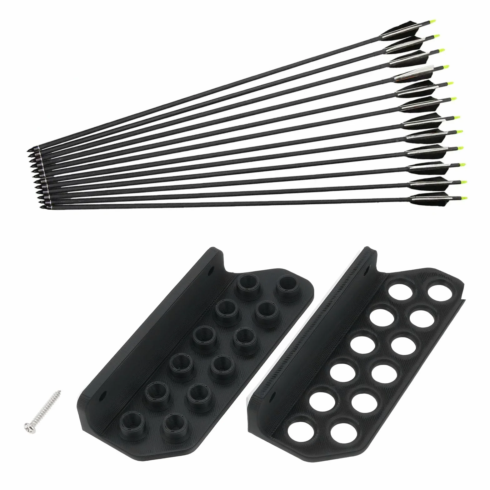 Supporti per Frecce da Parete per 12 Frecce Neri 11x4,2x2 Cm per Fibra di Vetro Alluminio Legno
