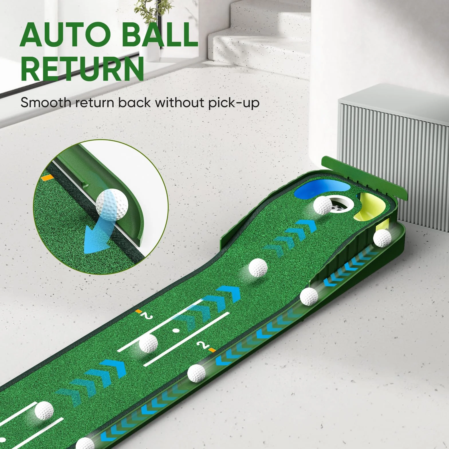 WildFun Tappetino per il putting green da golf con porte e specchio per il putting, tappetino per il putting da golfs per uomini che giocano a golf a casa o in ufficio