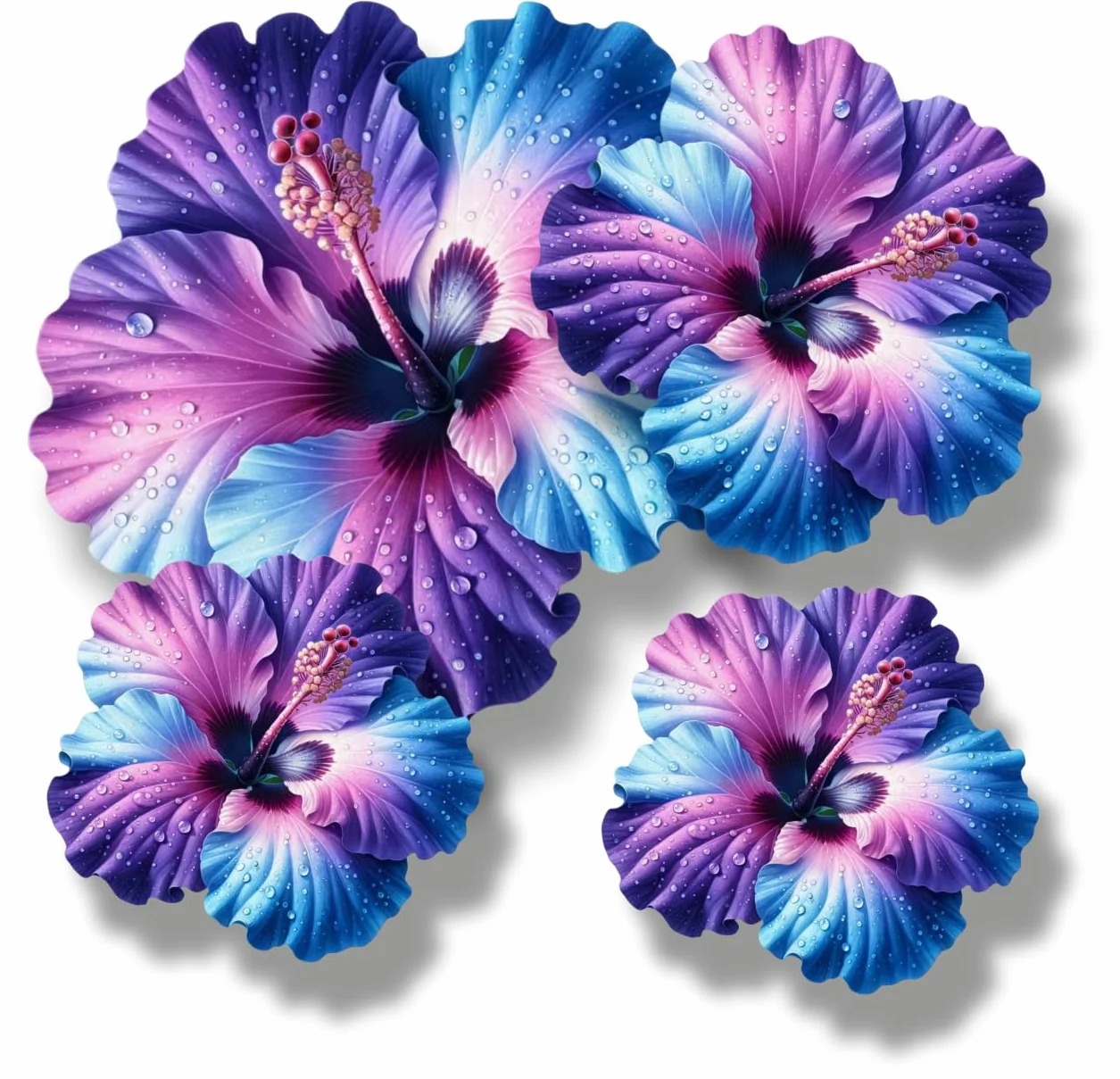 x8 Adesivi in Vinile con Fiori di Ibisco Neon, Decalcomania Floreale Copri Segni, Multiuso Ideale per Bidoni, Auto, Laptop, Bici, Parete, Pattumiera. Camper e Altro. Resistente alle Intemperie e