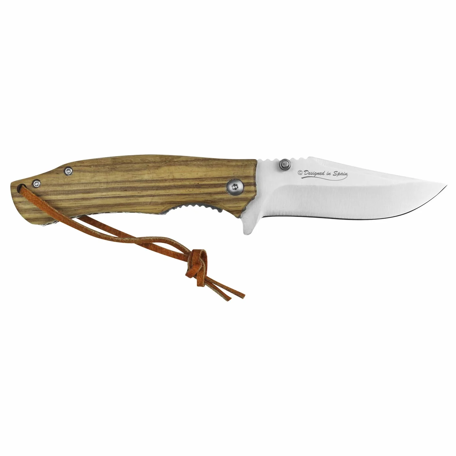iFIELD EL29040 Coltello da caccia pieghevole Bushcraft Sopravvivenza Escursionismo Campeggio, lama in acciaio inox con manico in legno Zebra, Made in Albacete (Spagna)