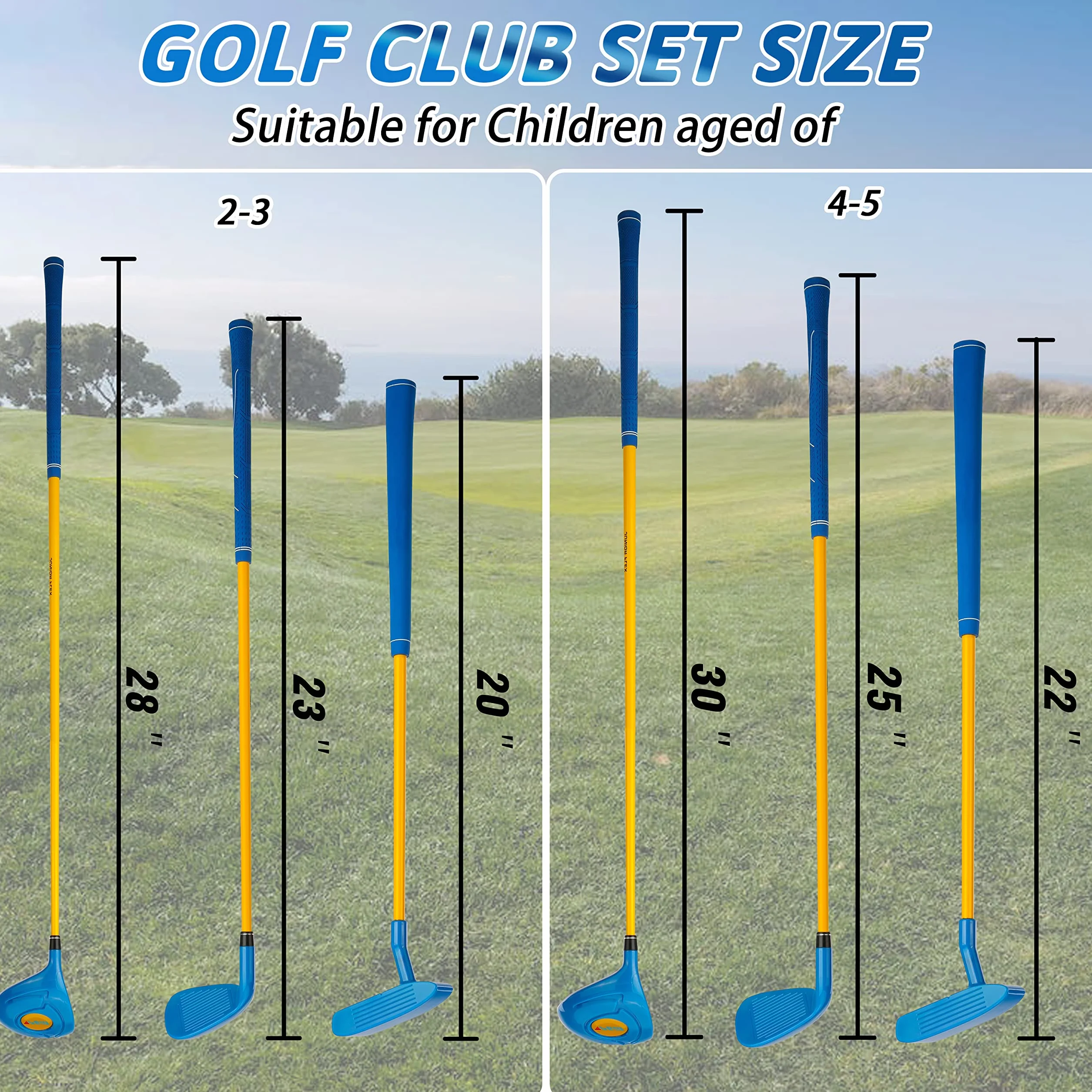 Set di mazze da golf per bambini 3 pezzi legno ferro putter principianti allenamento didattico