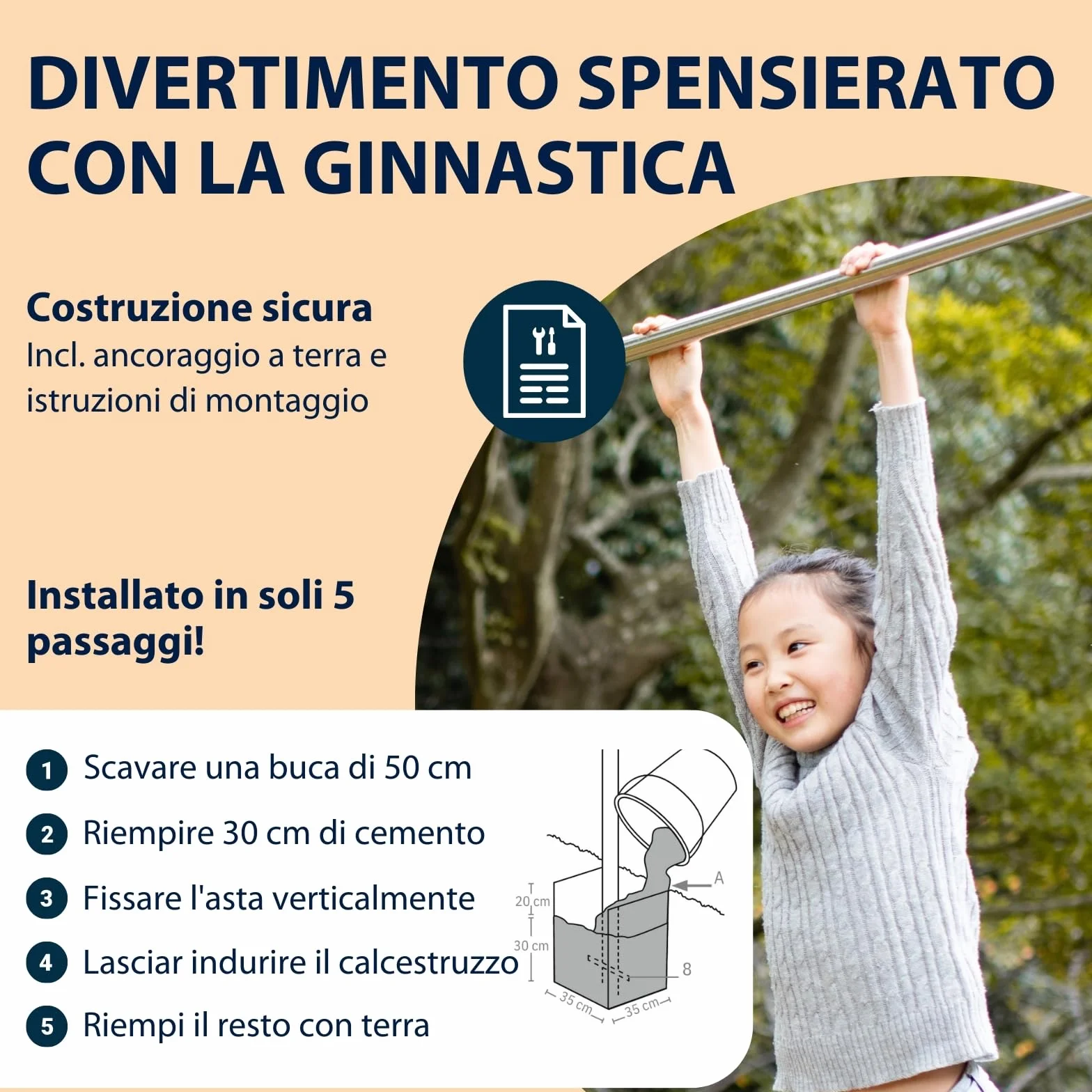 HUDORA Sbarra per trazioni Fabian Standard/Pro regolabile 4 altezze 100kg