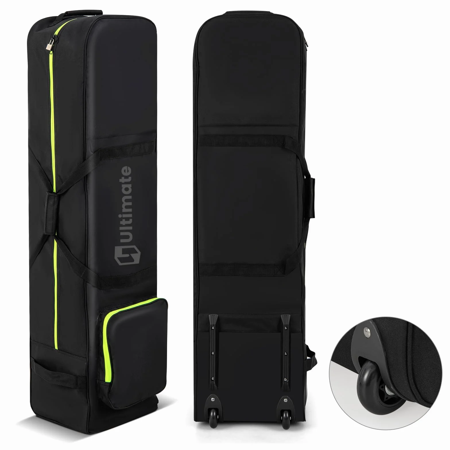 LIFEZEAL Borsa da Viaggio per Golf con Ruote Silenziose, Custodia Golf da viaggio con Manico Ergonomico, Finestra Identificativa, Ampio Scomparto, Copertura Pieghevole per Mazze da Golf, Nero