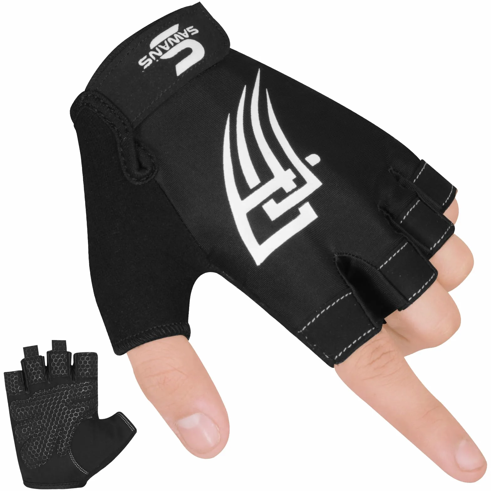 SAWANS Guanti da palestra sollevamento pesi antiscivolo silicone imbottito palmo protezione mezze dita